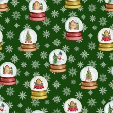 45" Christmas - Snow Globe - Green - 1 yd